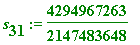 s[31] := 4294967263/2147483648